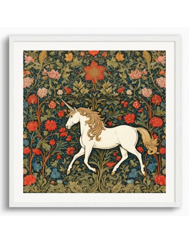 Motifs, floral decoration of 19th century English crafts, Unicorn - Poster Pour