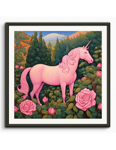 Mystical symbolist compositions in bright colors, unicorn - Poster pour bénéficier 