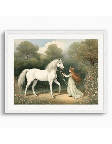 British illustrations, innocent and nostalgic childhood, a unicorn - Poster de technologie